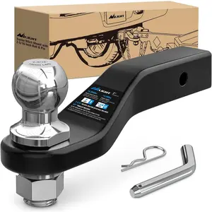 Nilight Forged Trailer Hitch Mount with 2-5/16-Inch Ball Fits 2 Inch Receiver Square 5/8" Hitch Pin Clip 15000 lbs 2" Drop, 1-1/4 Hole, Gloss Black Powder Coat