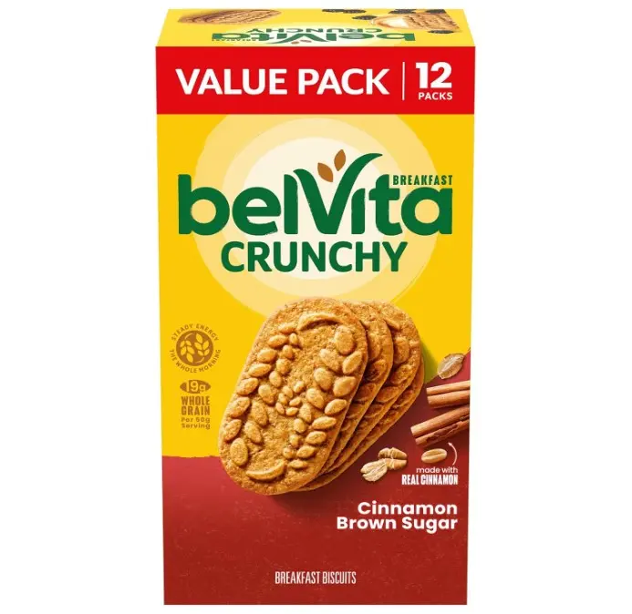 belVita Cinnamon Brown Sugar Breakfast Biscuits, Value Pack, 12 Packs (4 Biscuits Per Pack)