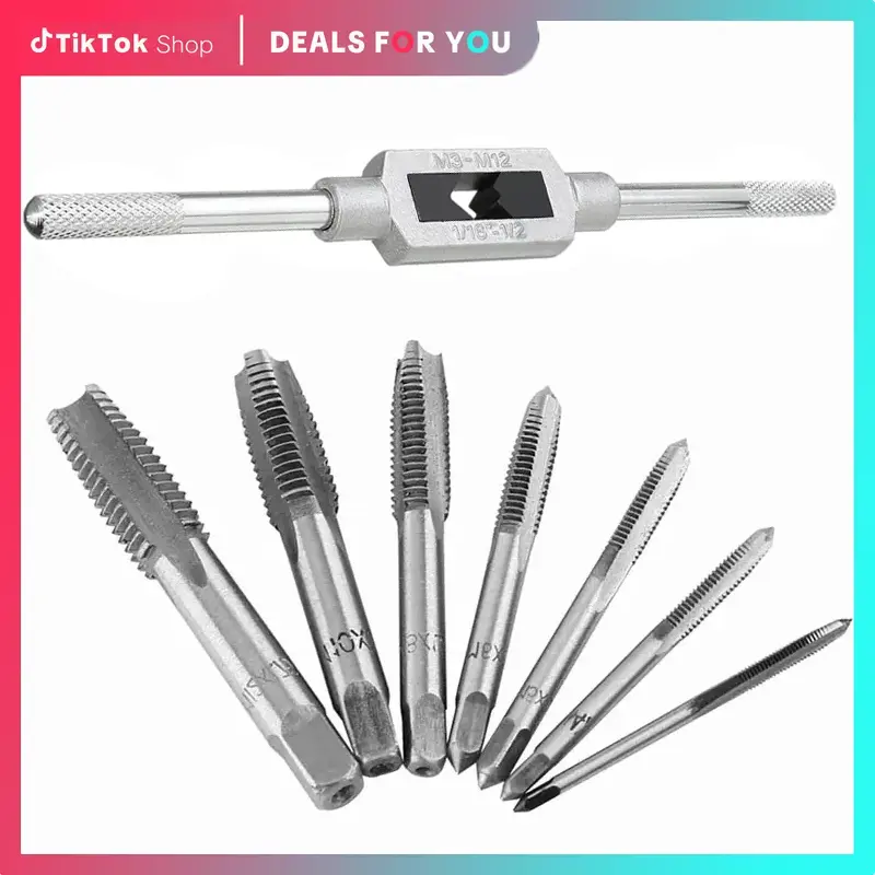 HSS Metric Thread Tap Set (M1-M3.5, 8 Tap Drill Bits) - Efficient and Precise Hand Operated & Machine Tool Kit for Stripped/Damaged Threads, Versatile Use for DIY Projects & Home Repairs