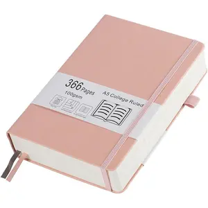 Thick College Ruled Notebook with 366 Numbered Pages, A5 Journals for Writing with 100GSM Lined Paper, Hardcover Leather Notebooks for Women Men School Note Taking Office Work Diary, 5.7"x8.3"