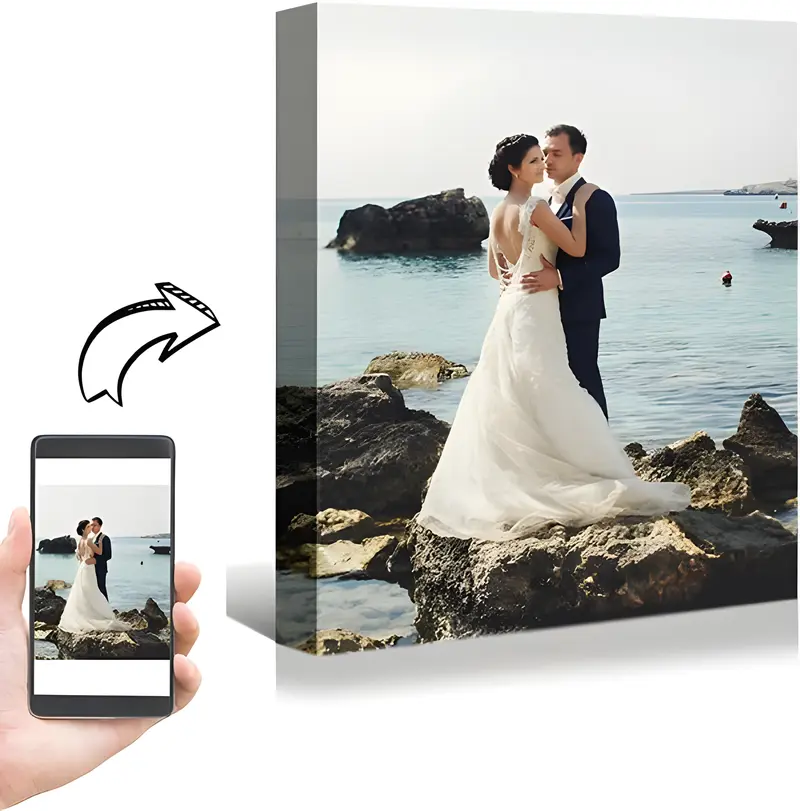 【Customization】Custom Photo Canvas Painting Frame - Love Heart Hanging Personalized Canvas Wall Art Transform Your Photos into Stunning Framed Wall Art, Digital Printed Photos on Canvas, Perfect for Home Decoration Gifts and Souvenirs