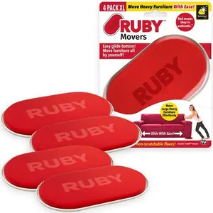 Ruby Movers - Furniture Moving Pads Chair Sliders, Hardwood Floor Protectors, 4 Units per Pack