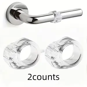 2 Pack Round Silent Door Stopper, Transparent Invisible Wall Mounted Door Handle Protector, Home Door Decor, Anti-Collision Door Guard