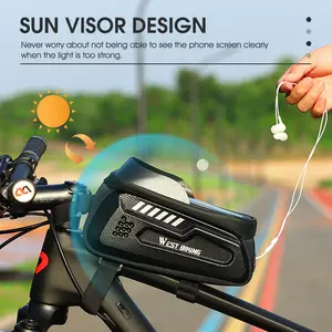 WEST BIKING Bicycle Bag Cycling Top Front Tube Frame Bag Waterproof Phone Sport Storage Touch Screen MTB Road Bike Bag bike camping