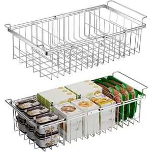 Large Freezer Baskets for Chest Freezer with Dividers, Deep Freezer Organizer Bins Expandable 15.5"~24.5", Container Baskets for Chest Freezer Sort Frozen Meats