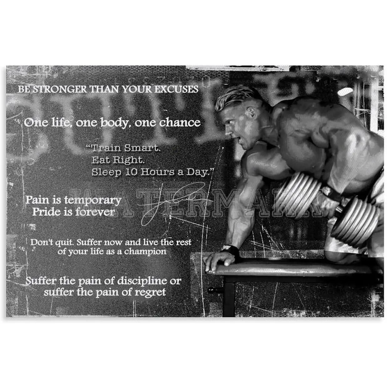 Jay Cutler Bodybuilding Gym Fitness Quote Canvas Poster - Colorful Multi-Size Photo-Style Print (24X16inch(60X40cm)), Home Supplies Home Decor for Living Room & Kid Room, Gifting Option, Waterproof, Frame-Style