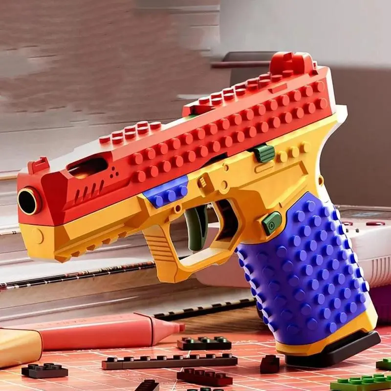 Tactical DIY Building Block Handle Set with Display Stand, Creative Construction Grip Kit for Adults (Use under adult supervision; do not aim at face or eyes)