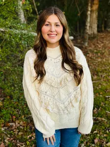 Lace Trim Pointelle Sweater