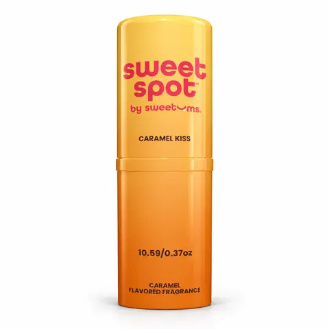[Sweet Spot] Caramel Kiss Solid Flavored Fragrance | Solid Fragrance Stick | Wax-Based Glides On Smooth | Scented & Flavored Kissable Fragrance | Caramel Gourmand Perfume