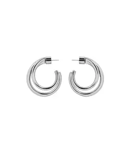 SS-Modern Double Hoop Silver