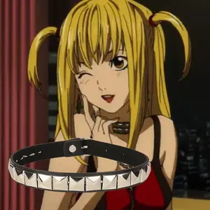 Anime Death Note Necklace Misa Amane Leather Choker Necklaces For Men Women Hip Hop Punk Rivet Collar Cosplay Jewelry Gifts