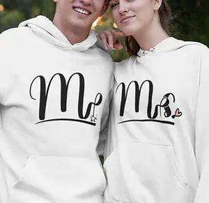 Matching Couple Hoodies Mr & Mrs Hoodie Set Womenswear Clothing Print Suits Yarn Cotton Black Casual