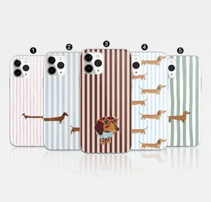 Funny Sausage dog Stripes phone case Dachshund Air Clear Phone Case For iPhone 17 Pro Max, 16, 15, 14, Samsung S25 Ultra, S24