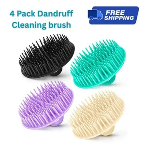 4 Pack Scalp Scrubber for Dandruff – Hair Scalp Exfoliator and Shampoo Brush Massager for Deep Cleaning, Shower, Travel & Home Use