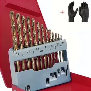 13pcs M35 Cobalt High-Speed Steel Drill Bit Set, Round Shank Twist Drills for Stainless Steel, Cast Iron, Wood & Plastic, High Hardness & Durable with Size Markings
