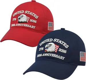 Efdaf 2 Pack 250th Anniversary USA Hat 2026 Patriotic Baseball Cap for Men Women,American 250 Year Anniversary Merchandise