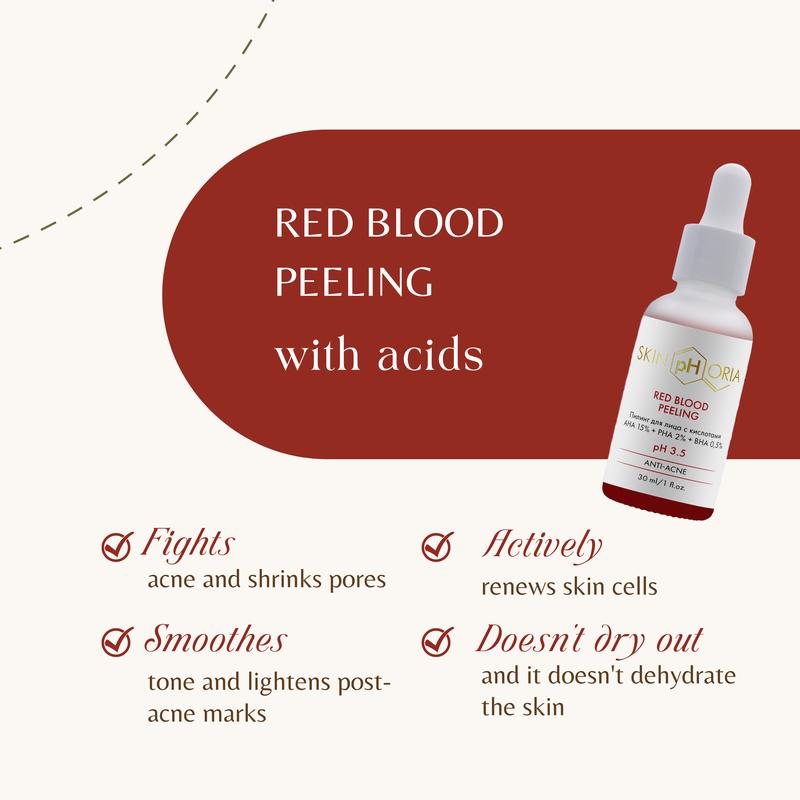 SkinPhoria Red Blood Facial Peeling – AHA, PHA & BHA Exfoliating Solution – Brightens, Fights Acne & Reduces Post-Acne Marks – 30ml