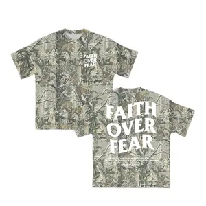 Faith Over Fear Unisex Camo T-Shirt – Dead Leaves Pattern