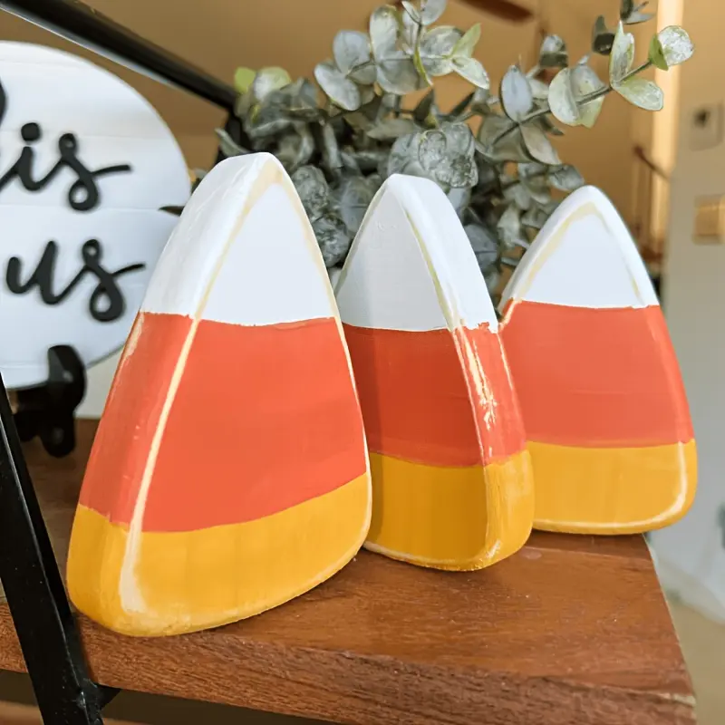 3pcs Halloween candy corn, cute candy corn Wooden fall decor | Fall farmhouse decor | Halloween decor | rustic fall decor | fall tiered tray decor