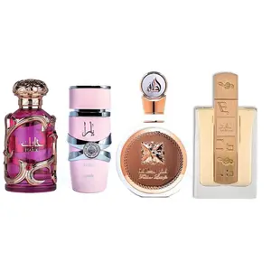 Lattafa Mega Bundle Yara + Fakhar Rose + Angham + Habik for women high value bundle 3.4 oz