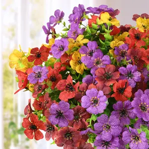 12-In-1 Artificial Flowers Faux Plants Outdoor Fake Flowers Spring Decor,12 Bundles Outdoor Flower Plastic Plant Colorful Daisy UV Resistant for Porch Patio Yard Garden Pot Planters.