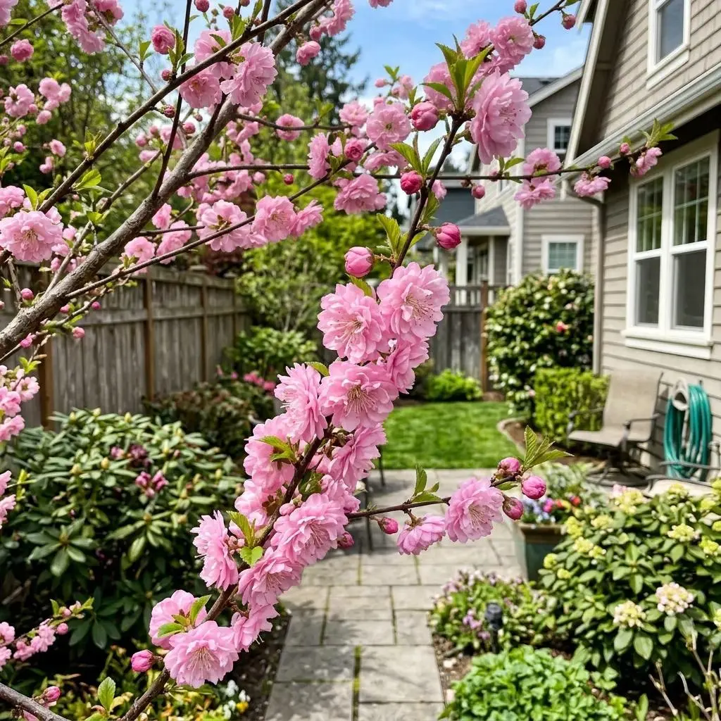 10 Pink Flowering Almond Seeds - Prunus Triloba Spring Blossoming Shrub for Beautiful Front Yard Landscaping