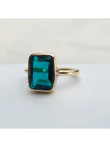 An elegant blue cubic zirconia women's engagement ring, Square Shaped Zircon promise ring, Valentine's Day gift accessory