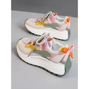 Women's Fashionable Lace Up Low Top Sneakers, Casual Comfortable Breathable Sports Running Shoes, All-match Basic Shoes for Daily WearGift