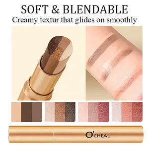 3-in-1 Easy Eyeshadow Stick for Beginners,SmudgeProof in Seconds, One-Stroke Application,Creamy Shimmer Trio Eyeshadow Stick Waterproof Longwear Liquid Eyeliner Color Changing Lip Oil Trio Waterproof Shiny Diamond Eyeshadow