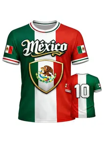 Mexican football jerseys, player and fan T-shirts, three-color flag football training tops