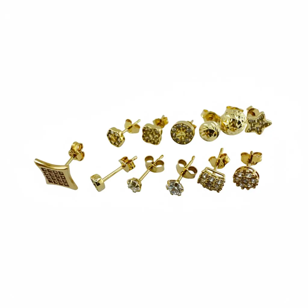 Aretes pequeños con cierre mariposa en oro 14K