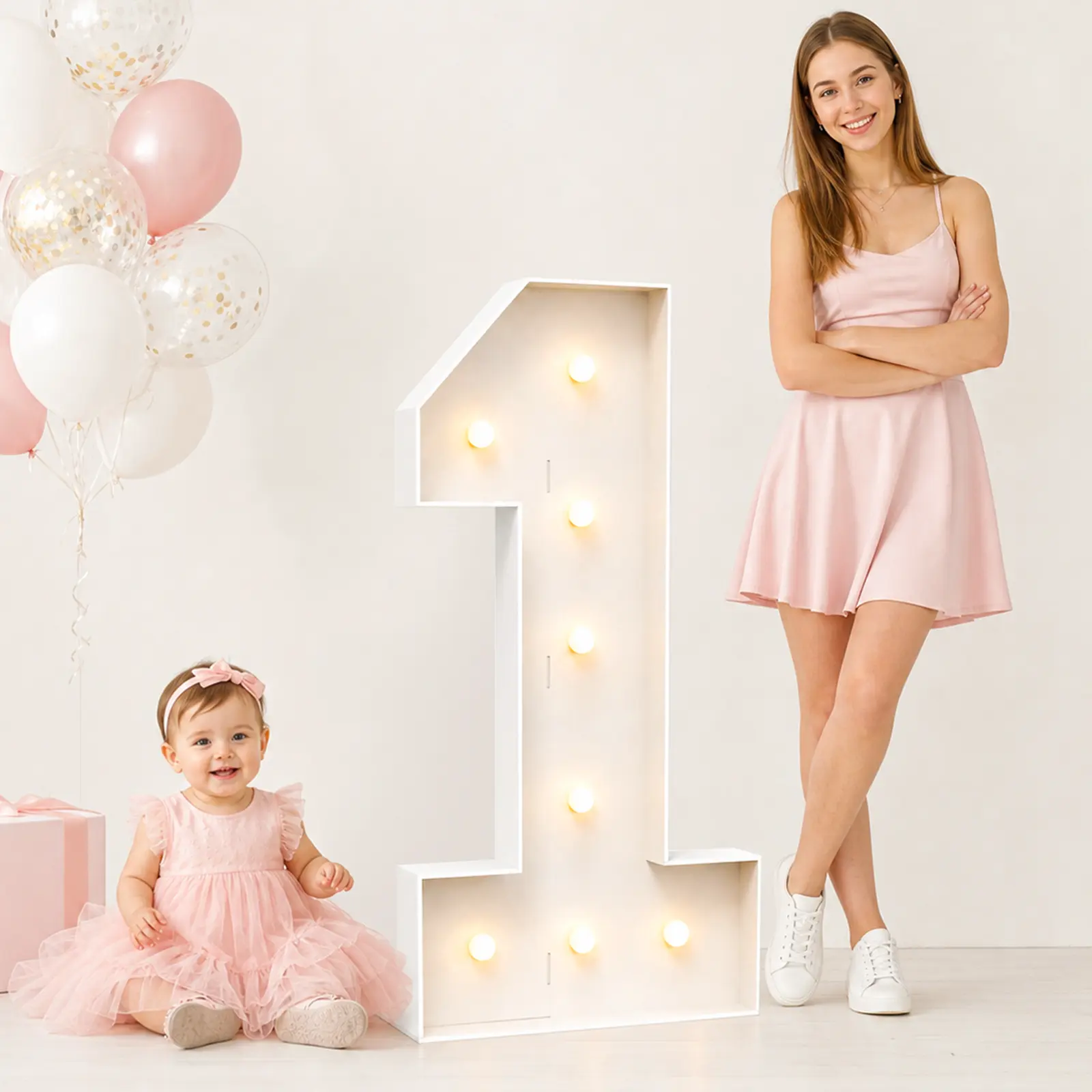 Shines from Day to Night 1-9 Birthday Party Decorative Light-Up Number 1 for Dusk Daytime & Night Celebrations