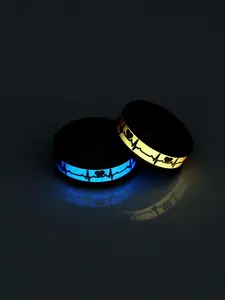 Fashion Luminous Heartbeat Pattern Design Rings Perfect As Valentine's Day Gift, Glow in the Dark Rings, Stainless Steel Jewelry Accessories For Couples, Streetwear Accessory, Heart Signet Ring