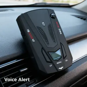 V7 16 Band Car Radar & Laser Detection System Multi-Mode City/Highway Switch Speed Alert Device Mute & Dimmable Windshield Mount Road Safety Accessory