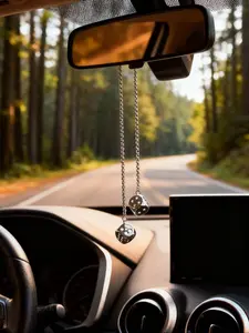 Silver Color Dice Car Rearview Mirror Hanging Ornament, Creative High-End Car Decoration, Elegant Dice Car Pendant, Precision Rearview Mirror Charm, Car Interior Decoration