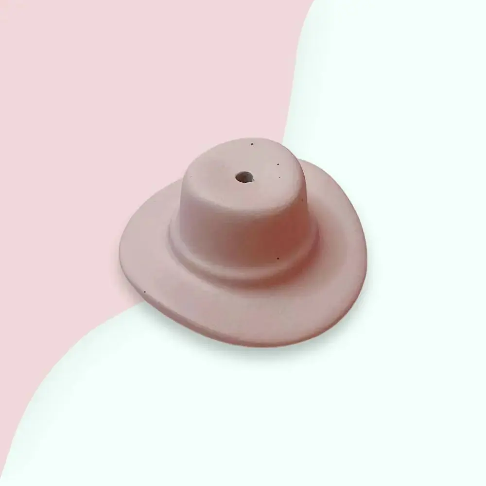 Colorful Concrete Cowboy Hat Incense Holder: Dusty Rose / Matte