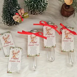 20 Pcs Magical Reindeer Food Set, Christmas Eve Present with 20 Magical Reindeer Food Cards 40ml Test Tubes, Christmas Party Gift Plastic Satin