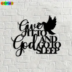1pc Dove & Quote Metal Wall Art,Dove Statue Mural with "Give It To God And Go To Sleep" Quote, Ideal Gift for Christmas, New Year, Faith Decor Enthusiasts,  Perfect for Bedroom Wall & Garden Fence Faith Enthusiasts