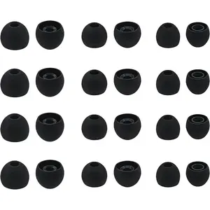 Ear Tips For in-Ear Headphones, S/M/L Sizes 12 Pairs Soft Silicone Earbuds Tips Eartips With 3.8mm Connector Hole, Fit Most in-Ear Earbuds(Inner Hole 3.8mm -4.8mm) 12 Pairs, Black, S/M/L