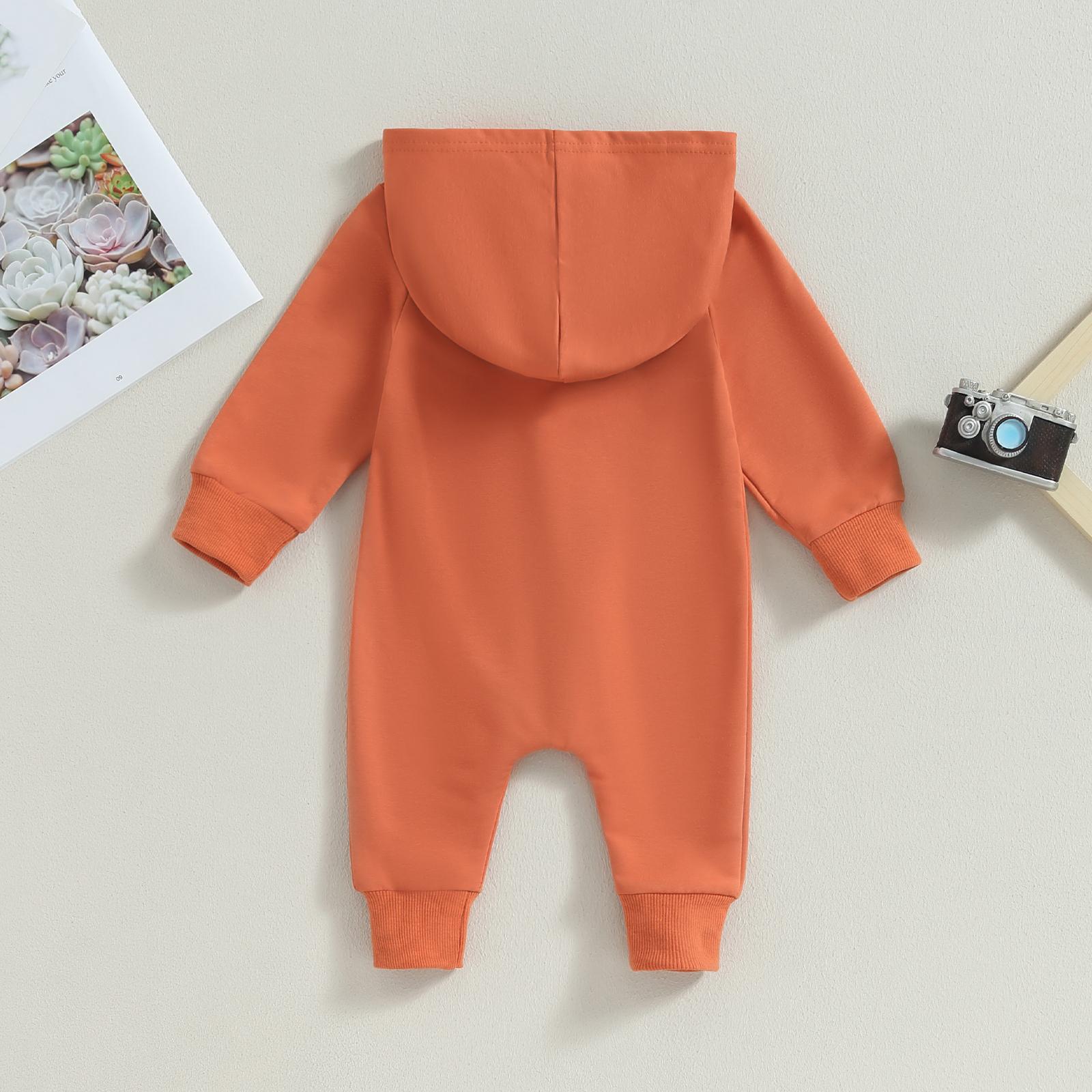 Fall Baby Clothes Newborn Boy Girl Romper Solid Long Sleeve Hoodie Jumpsuit Winter Infant  Outfit