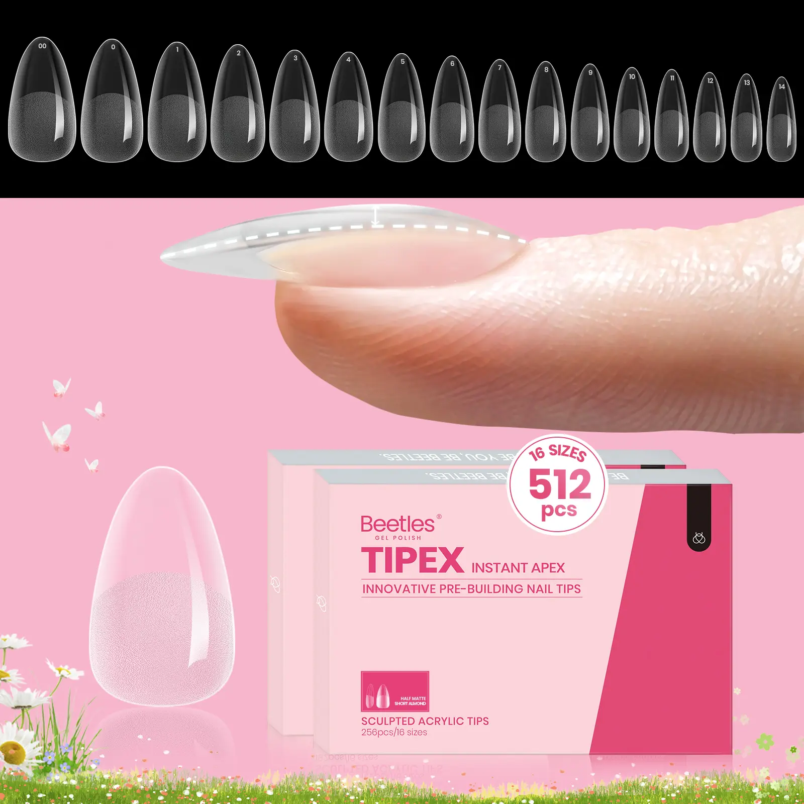 Short Almond 16Sizes 512Pcs(Only Tips)