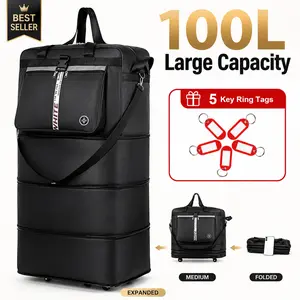100L Waterproof Wheel Spinner Hospital Mom Bag, Collapsible Expandable Travel Duffle, Large-Capacity Lightweight Multifunctional Luggage with Easy Storage & Packing, Collapsible Travel Bags, Expandable Travel Bags fathersdaygift