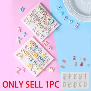 1pc/3pcs Uppercase letters Silicone Fondant Mold, Mini A-Z 26 English Letter Mold Cake Mold Baking Cake Decoration Cupcake Topper Tools Alphabet Grey Handmade DIY Mould Tool For Handmade Chocolate, Candy
