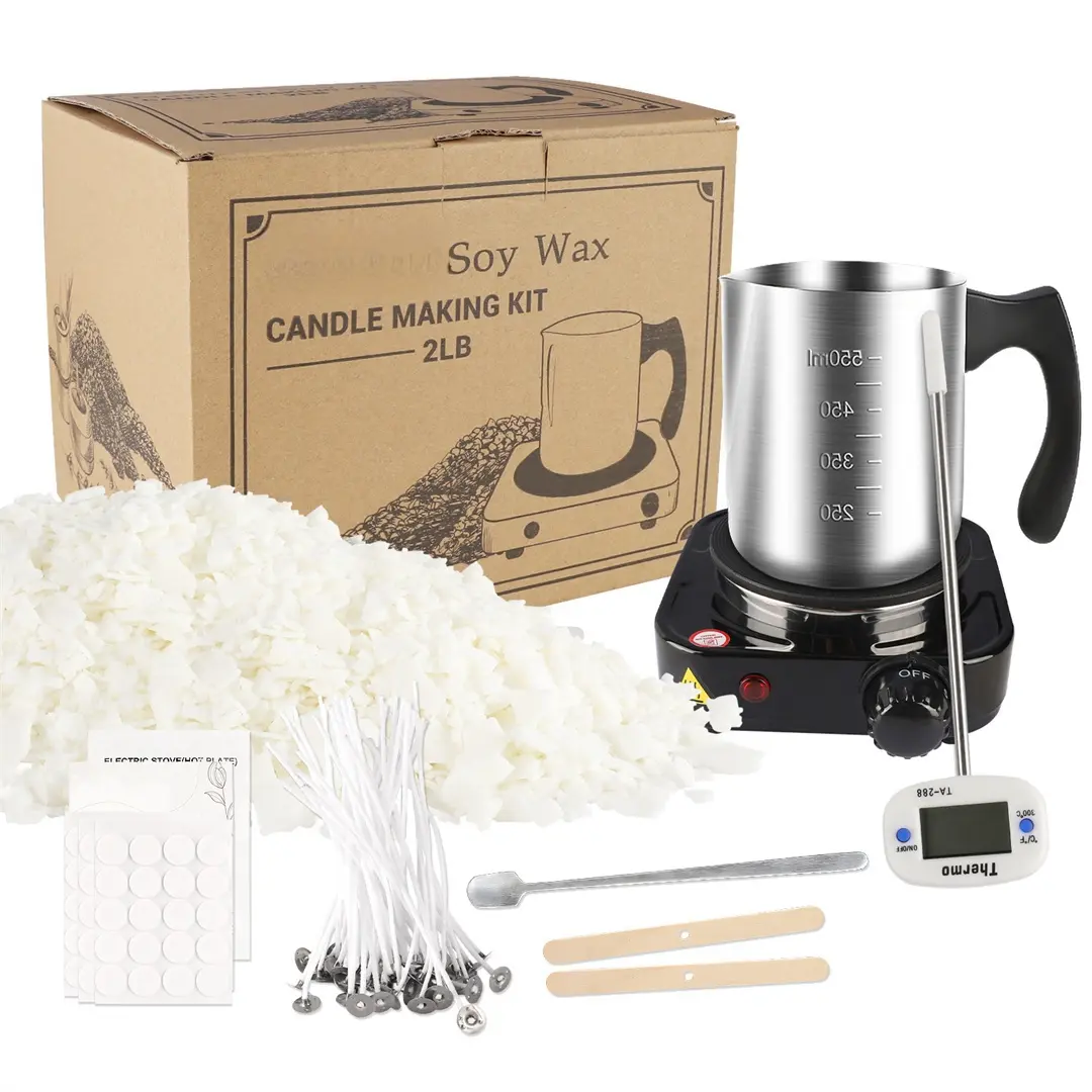 Candle making kit supplies, with wax melter, thermometer, pouring pot, candle wax for candle making, suitable for adults, beginners DIY learning