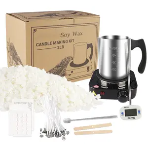 Candle making kit supplies, with wax melter, thermometer, pouring pot, candle wax for candle making, suitable for adults, beginners DIY learning