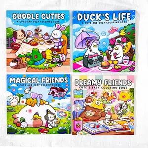 2/4 Pack of Adorable and Fun Thickened Adult Coloring Books: High-quality thickened edition featuring cute animal designs + diverse themes. Unwind while enjoying creative fun—the perfect gift for everyone., Colorful Paper Material