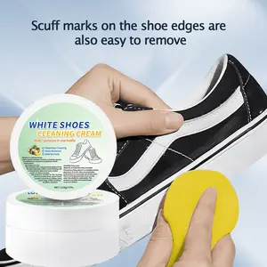 White Shoes Cleaning Cream Multi-functional Household Paste Rinse-free Stain Remover for Shoes Furniture Sofa Leather Care Car Interior Maintenance Quick Natural Plant Ingredients Non-toxic