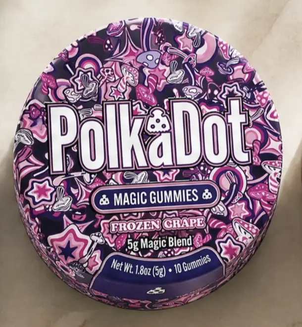 Polkadot Frozen Grape Gummies, 10 Count, Premium Plant-Based Gummies, Soft Chewy Gummies, 100% Organic Ingredients, High-Quality Formula, Freshness-Sealed, Secure Reusable Metal Tin, Travel-Friendly Packaging, Proudly Made in USA