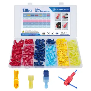 130 Piece T-Tap wire Connectors kit, Durable Reliable Connectors, Latch Lock Wire Terminal Press Connector Set, T Type Plug Wiring Kit, One Size Fits All