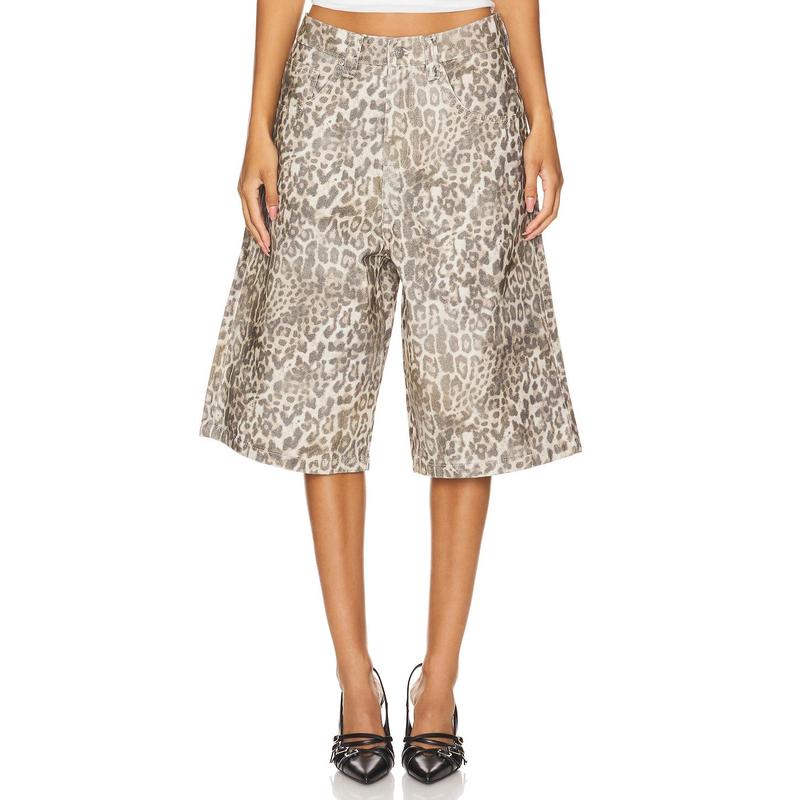 Jaded London Colossus Jorts in Leopard Fade